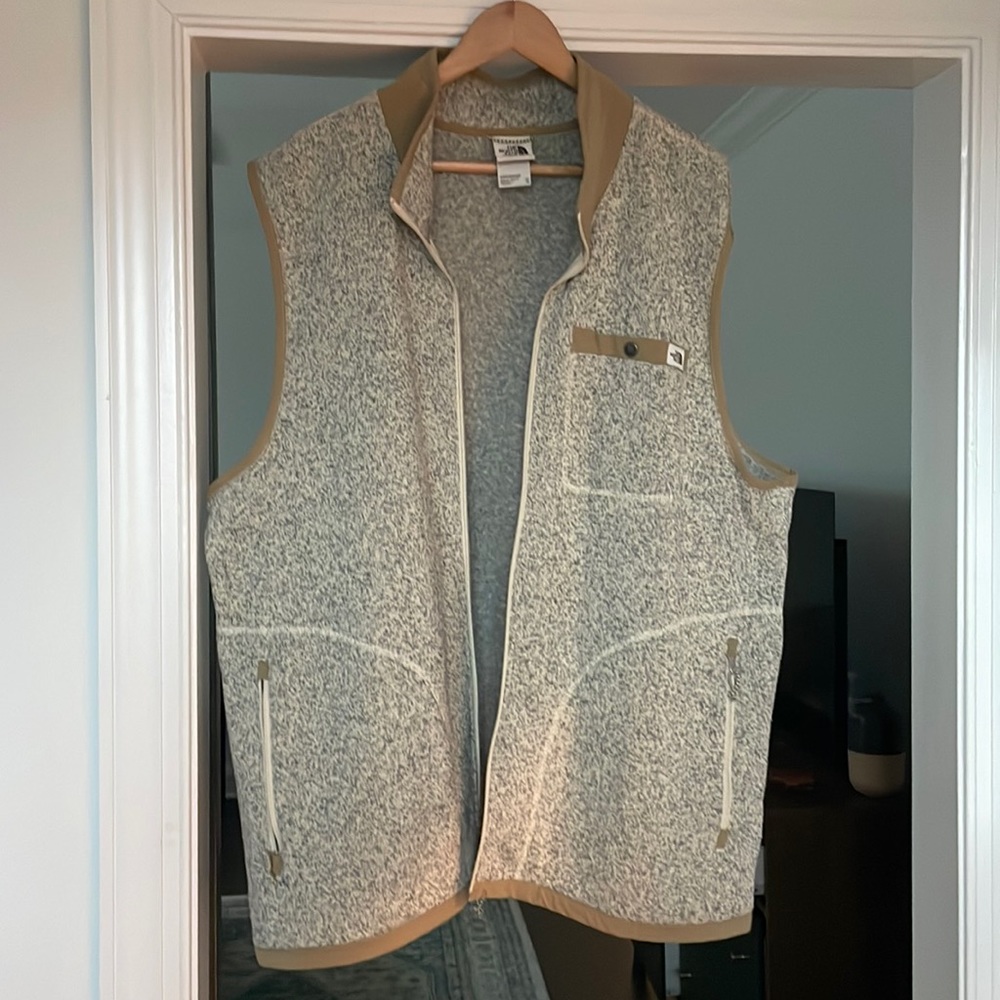 North face tan mens vest xxl